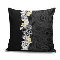 Black Samoa Tattoo Pillow Cover Plumeria Samoan Ocean Tatau Pattern - Polynesian Pride