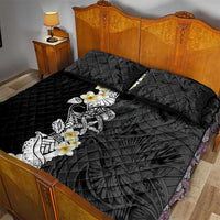 Black Samoa Tattoo Quilt Bed Set Plumeria Samoan Ocean Tatau Pattern - Polynesian Pride