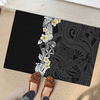 Black Samoa Tattoo Rubber Doormat Plumeria Samoan Ocean Tatau Pattern LT14 - Polynesian Pride