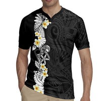 Black Samoa Tattoo Rugby Jersey Plumeria Samoan Ocean Tatau Pattern - Polynesian Pride