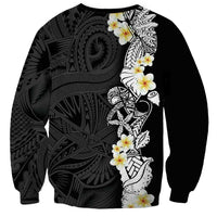 Black Samoa Tattoo Sweatshirt Plumeria Samoan Ocean Tatau Pattern LT14 - Polynesian Pride