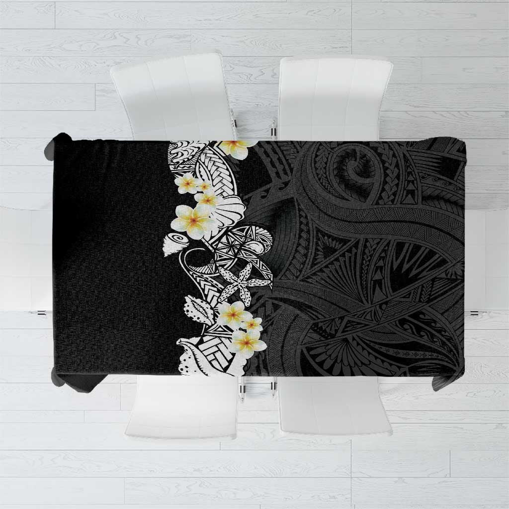 Black Samoa Tattoo Tablecloth Plumeria Samoan Ocean Tatau Pattern LT14 Black - Polynesian Pride