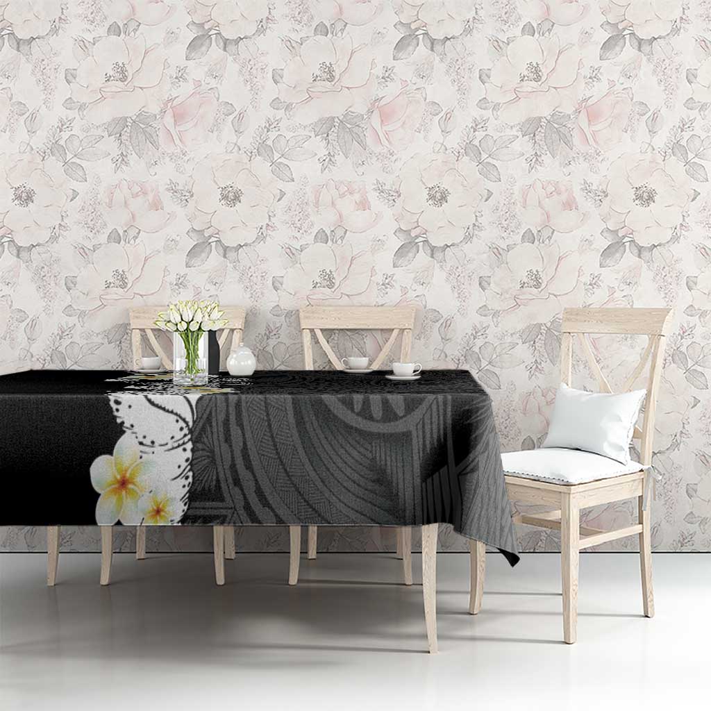 Black Samoa Tattoo Tablecloth Plumeria Samoan Ocean Tatau Pattern LT14 - Polynesian Pride