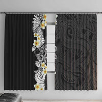 Black Samoa Tattoo Window Curtain Plumeria Samoan Ocean Tatau Pattern - Polynesian Pride
