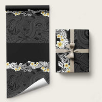 Black Samoa Tattoo Wrapping Paper Plumeria Samoan Ocean Tatau Pattern LT14 58" × 23" Black - Polynesian Pride