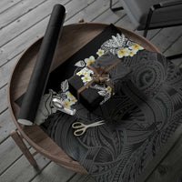Black Samoa Tattoo Wrapping Paper Plumeria Samoan Ocean Tatau Pattern LT14 - Polynesian Pride