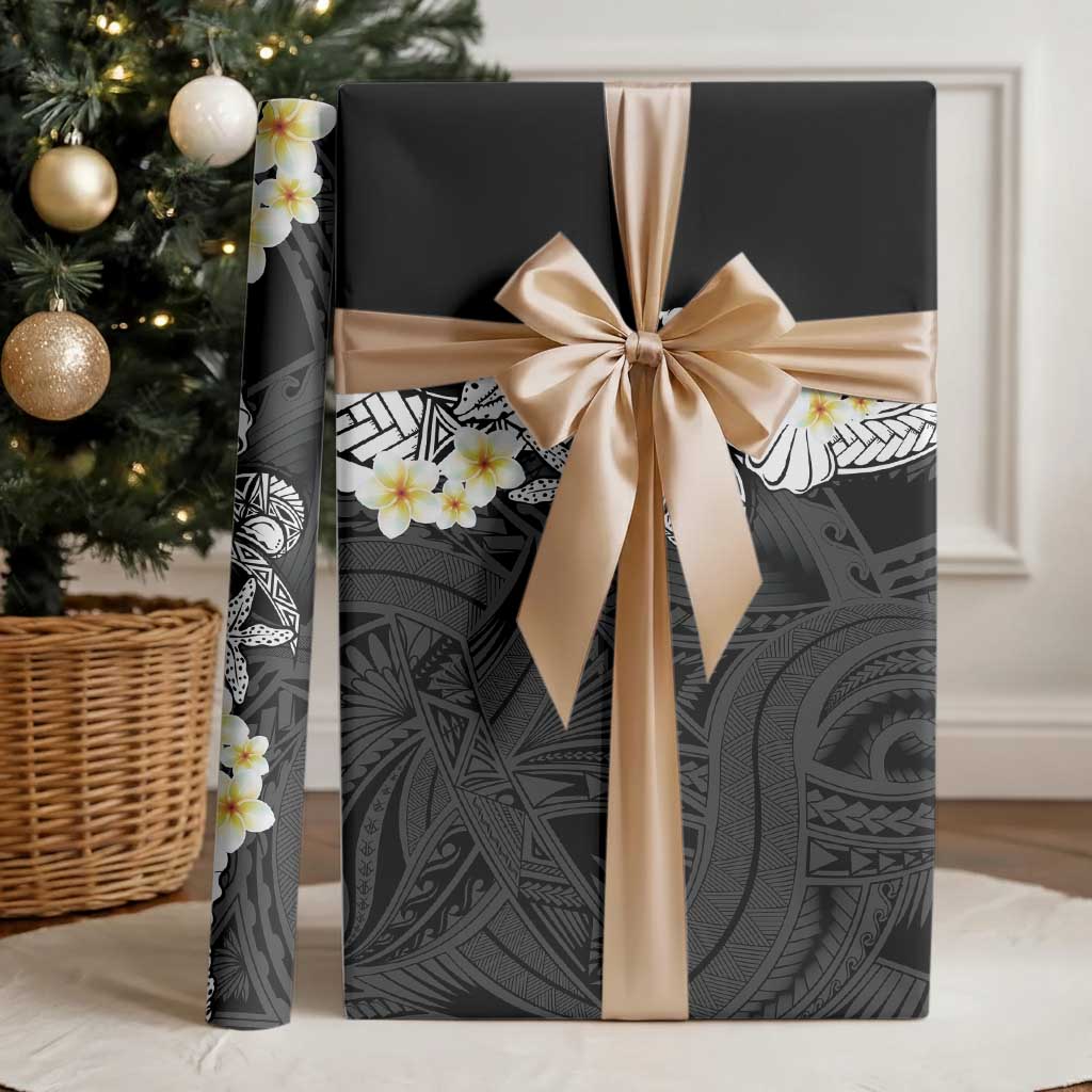 Black Samoa Tattoo Wrapping Paper Plumeria Samoan Ocean Tatau Pattern LT14 - Polynesian Pride