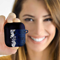 Blue Samoa Tattoo AirPods Case Plumeria Samoan Ocean Tatau Pattern - Polynesian Pride