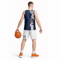Blue Samoa Tattoo Basketball Jersey Plumeria Samoan Ocean Tatau Pattern LT14 - Polynesian Pride