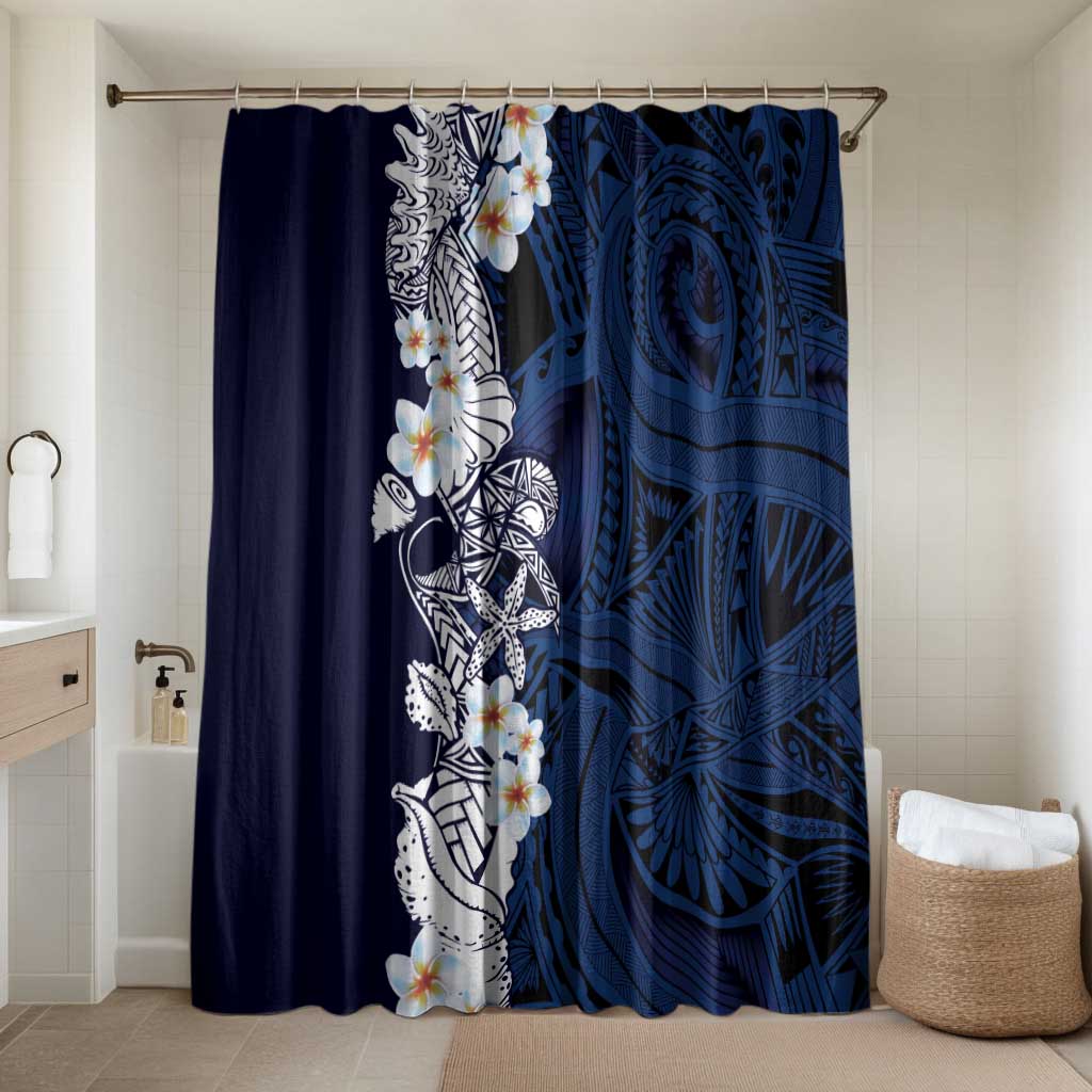 Blue Samoa Tattoo Bathroom Set Plumeria Samoan Ocean Tatau Pattern - Polynesian Pride