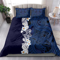 Blue Samoa Tattoo Bedding Set Plumeria Samoan Ocean Tatau Pattern - Polynesian Pride