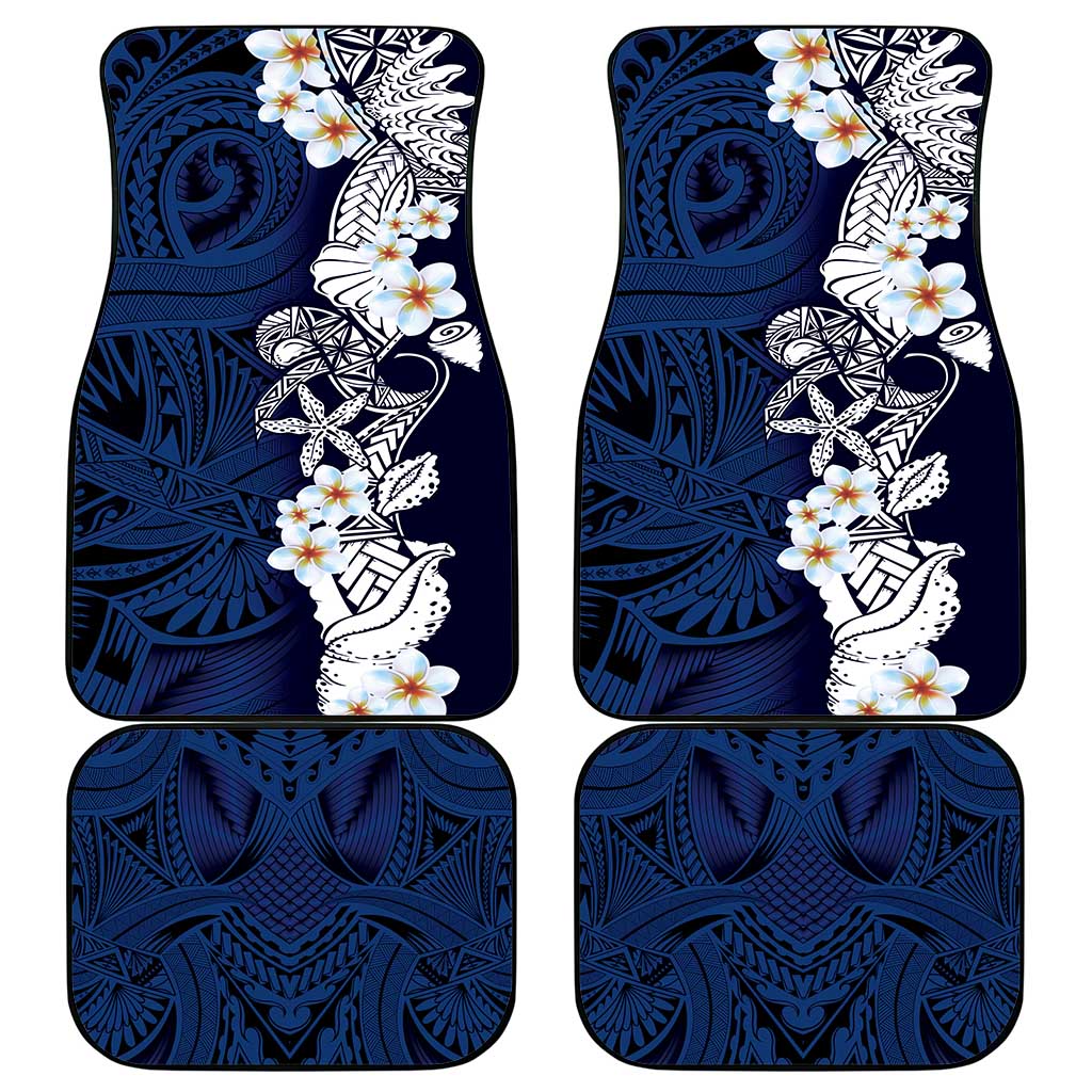 Blue Samoa Tattoo Car Mats Plumeria Samoan Ocean Tatau Pattern LT14 - Polynesian Pride