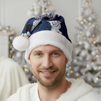 Blue Samoa Tattoo Christmas Santa Hat Plumeria Samoan Ocean Tatau Pattern - Polynesian Pride