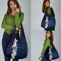 Blue Samoa Tattoo Grocery Bag Plumeria Samoan Ocean Tatau Pattern LT14 - Polynesian Pride