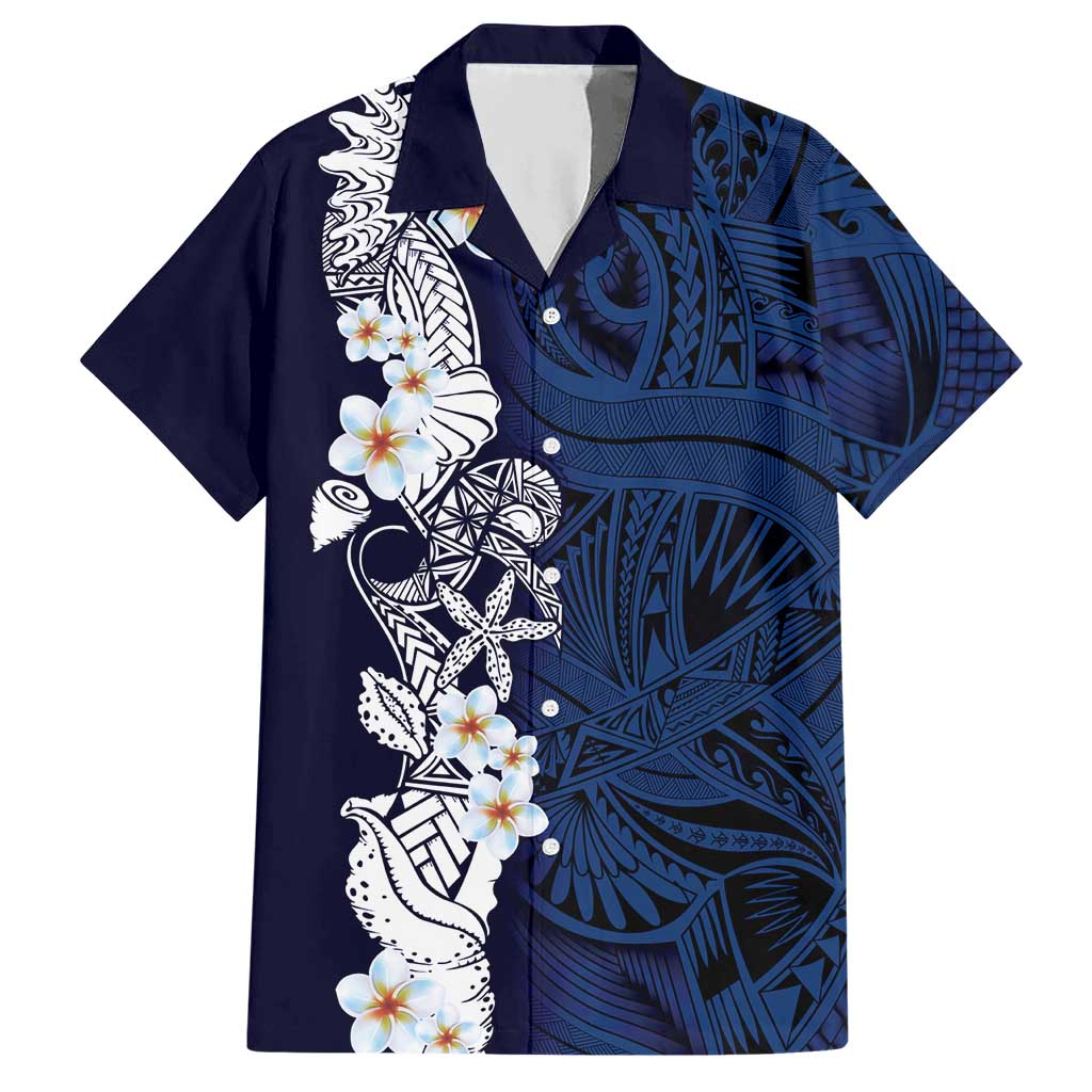 Blue Samoa Tattoo Hawaiian Shirt Plumeria Samoan Ocean Tatau Pattern LT14 Blue - Polynesian Pride