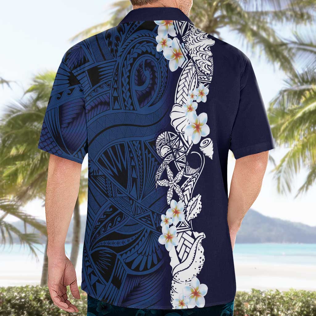 Blue Samoa Tattoo Hawaiian Shirt Plumeria Samoan Ocean Tatau Pattern LT14 - Polynesian Pride
