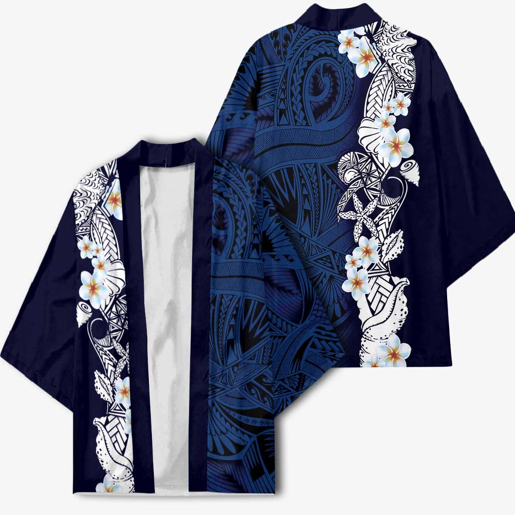 Blue Samoa Tattoo Kimono Plumeria Samoan Ocean Tatau Pattern - Polynesian Pride