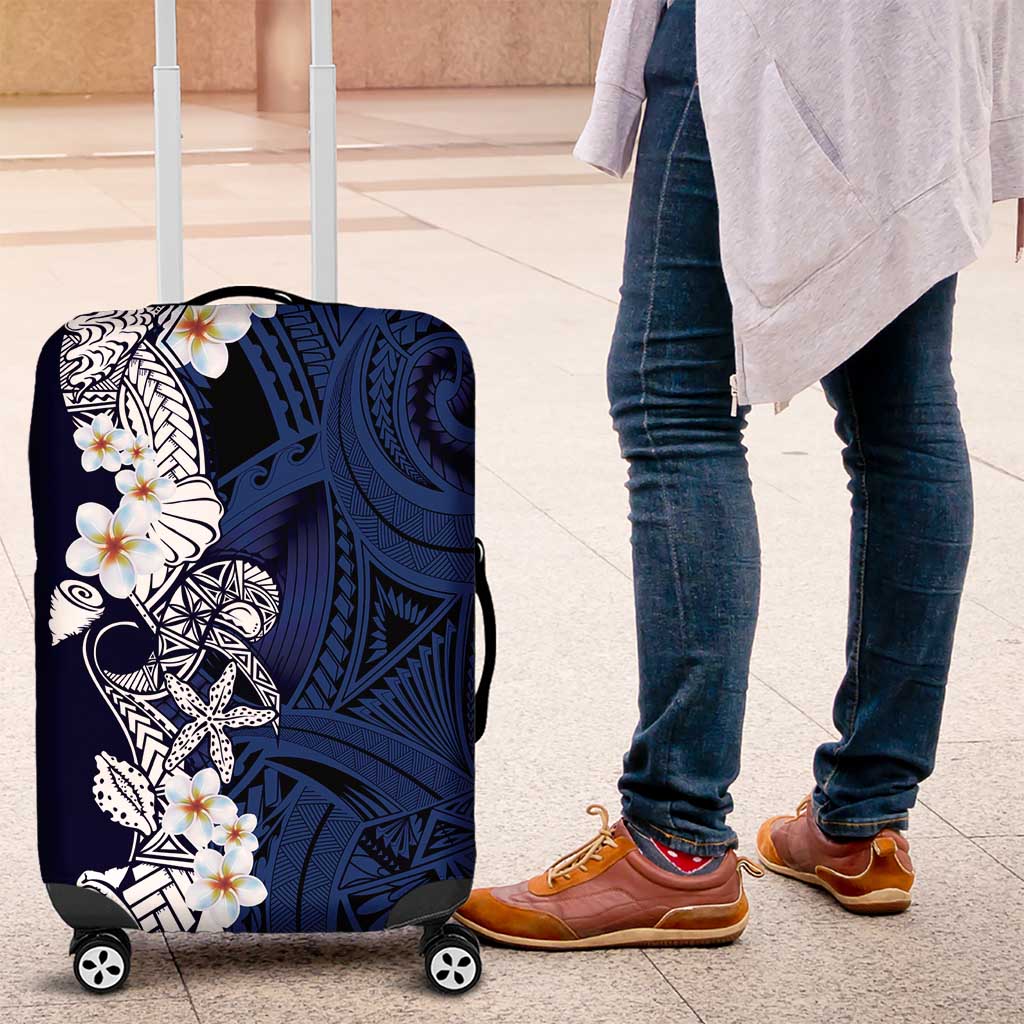 Blue Samoa Tattoo Luggage Cover Plumeria Samoan Ocean Tatau Pattern LT14 Blue - Polynesian Pride