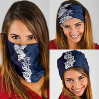 Blue Samoa Tattoo Neck Gaiter Plumeria Samoan Ocean Tatau Pattern - Polynesian Pride