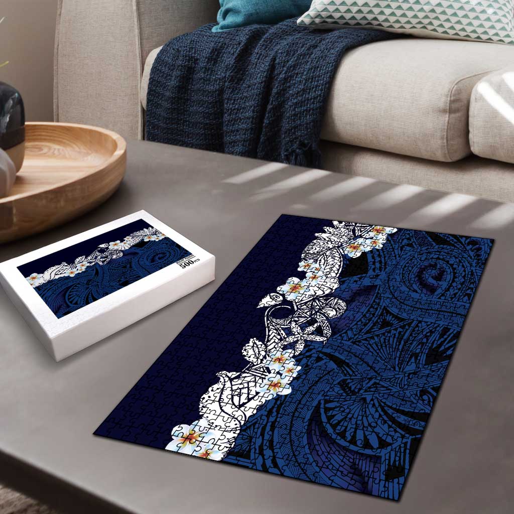 Blue Samoa Tattoo Puzzle Plumeria Samoan Ocean Tatau Pattern LT14 - Polynesian Pride