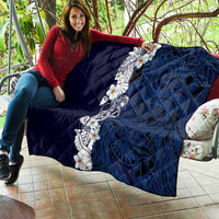 Blue Samoa Tattoo Quilt Plumeria Samoan Ocean Tatau Pattern LT14 - Polynesian Pride