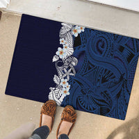 Blue Samoa Tattoo Rubber Doormat Plumeria Samoan Ocean Tatau Pattern LT14 - Polynesian Pride