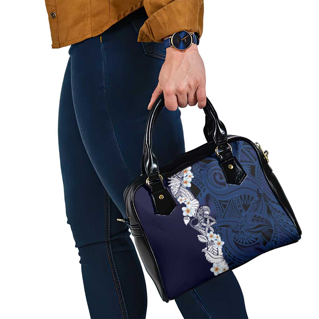 Blue Samoa Tattoo Shoulder Handbag Plumeria Samoan Ocean Tatau Pattern - Polynesian Pride