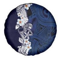 Blue Samoa Tattoo Spare Tire Cover Plumeria Samoan Ocean Tatau Pattern - Polynesian Pride