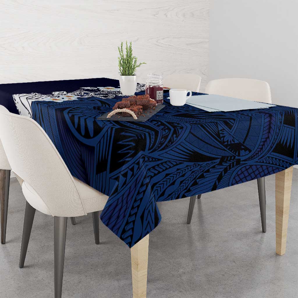 Blue Samoa Tattoo Tablecloth Plumeria Samoan Ocean Tatau Pattern LT14 - Polynesian Pride