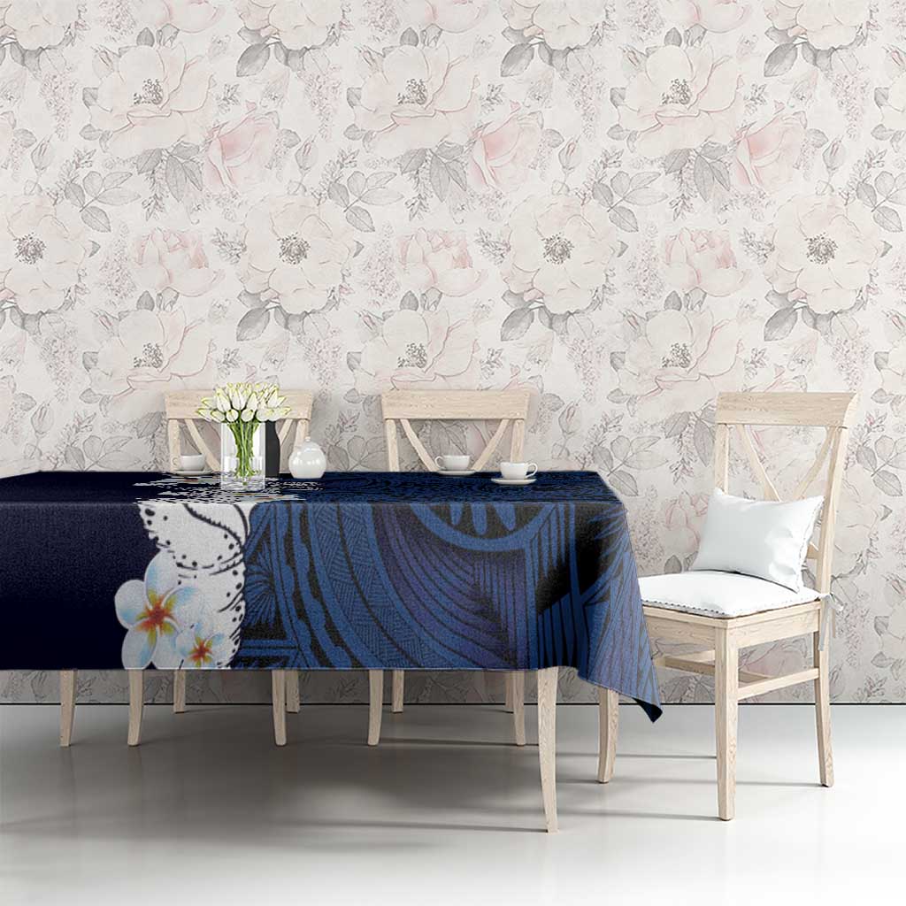 Blue Samoa Tattoo Tablecloth Plumeria Samoan Ocean Tatau Pattern LT14 - Polynesian Pride