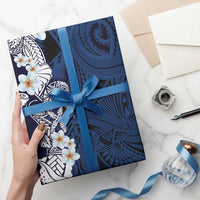 Blue Samoa Tattoo Wrapping Paper Plumeria Samoan Ocean Tatau Pattern LT14 - Polynesian Pride