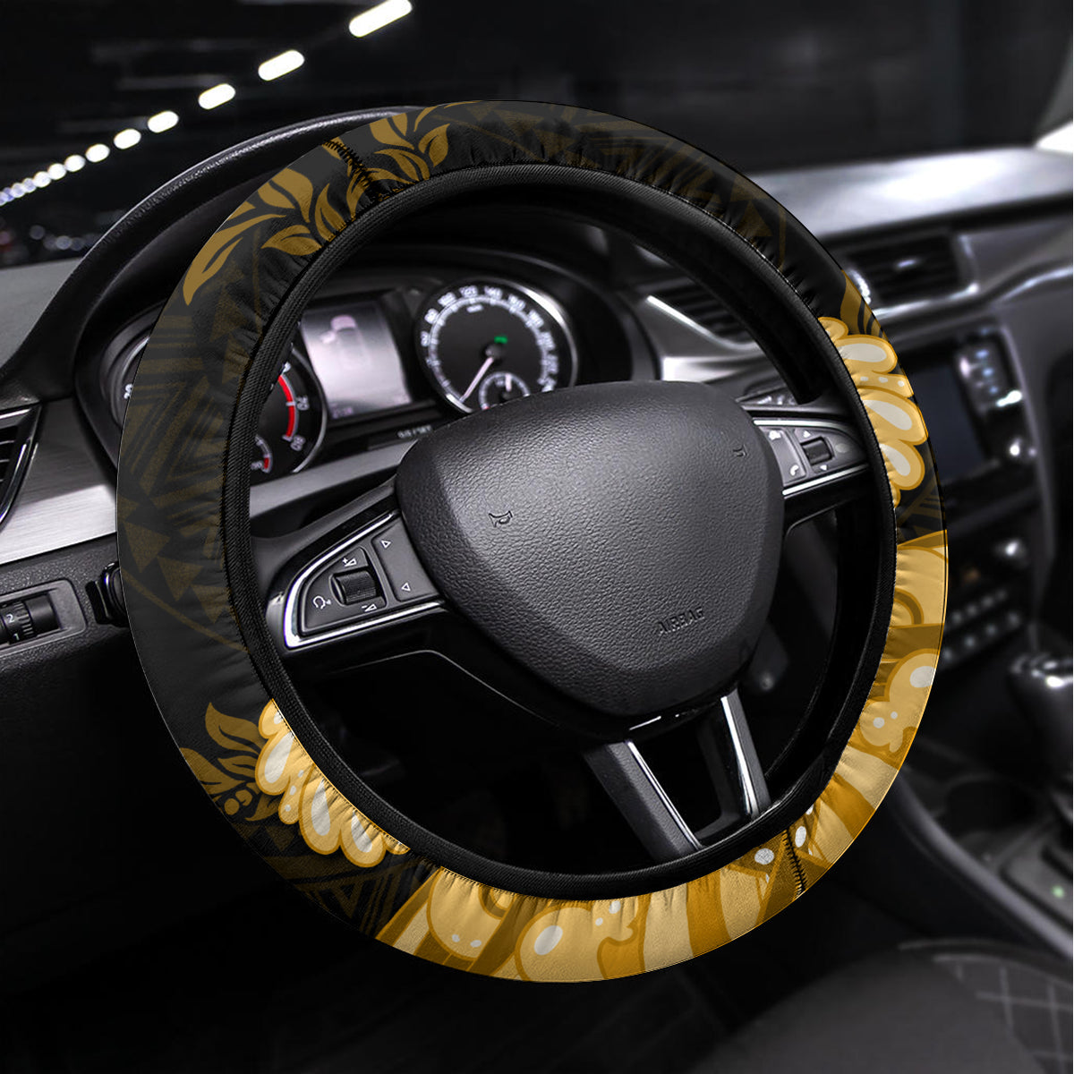 Ia Orana Tahiti Steering Wheel Cover Tahitian Girl With Tiare Apetahi Gold Version