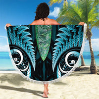 Aotearoa Pounamu Niho Beach Blanket Silver Fern Mix Maori Pattern - Turquoise LT14 - Polynesian Pride