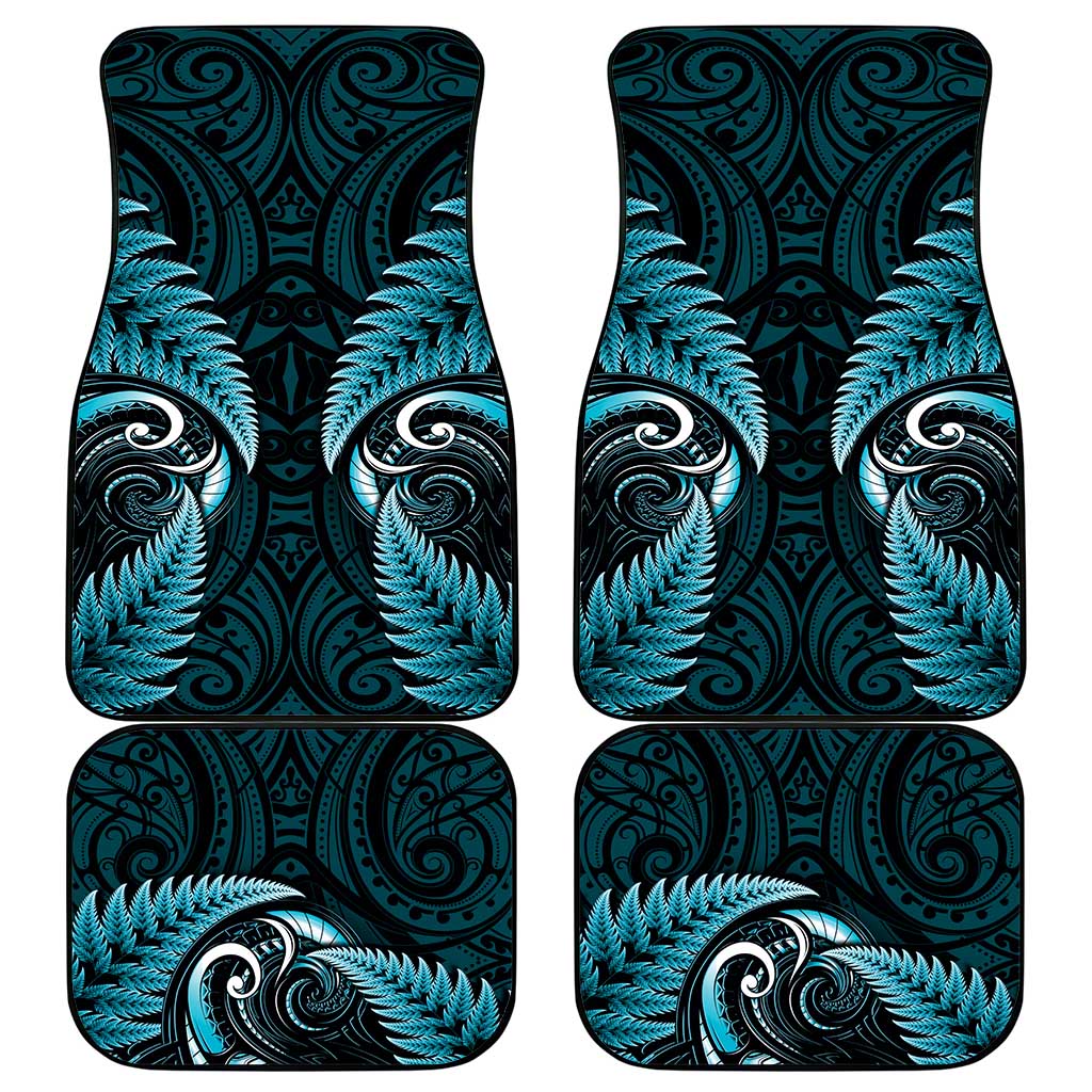 Aotearoa Pounamu Niho Car Mats Silver Fern Mix Maori Pattern - Turquoise LT14 - Polynesian Pride