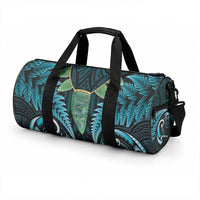 Aotearoa Pounamu Niho Duffle Bag Silver Fern Mix Maori Pattern - Turquoise LT14 - Polynesian Pride