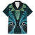 Aotearoa Pounamu Niho Family Matching Long Sleeve Bodycon Dress and Hawaiian Shirt Silver Fern Mix Maori Pattern - Turquoise