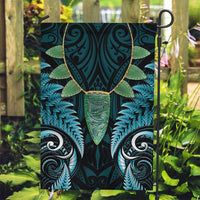 Aotearoa Pounamu Niho Garden Flag Silver Fern Mix Maori Pattern - Turquoise LT14 Garden Flag Turquoise - Polynesian Pride