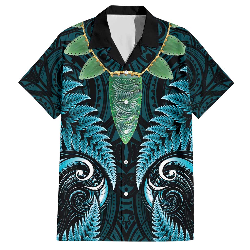 Aotearoa Pounamu Niho Hawaiian Shirt Silver Fern Mix Maori Pattern - Turquoise LT14 Turquoise - Polynesian Pride