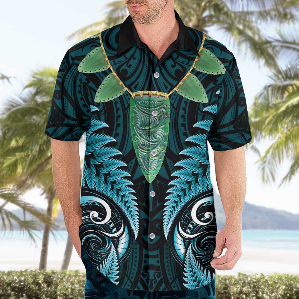 Aotearoa Pounamu Niho Hawaiian Shirt Silver Fern Mix Maori Pattern - Turquoise LT14 - Polynesian Pride