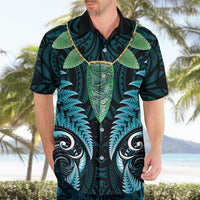 Aotearoa Pounamu Niho Hawaiian Shirt Silver Fern Mix Maori Pattern - Turquoise LT14 - Polynesian Pride