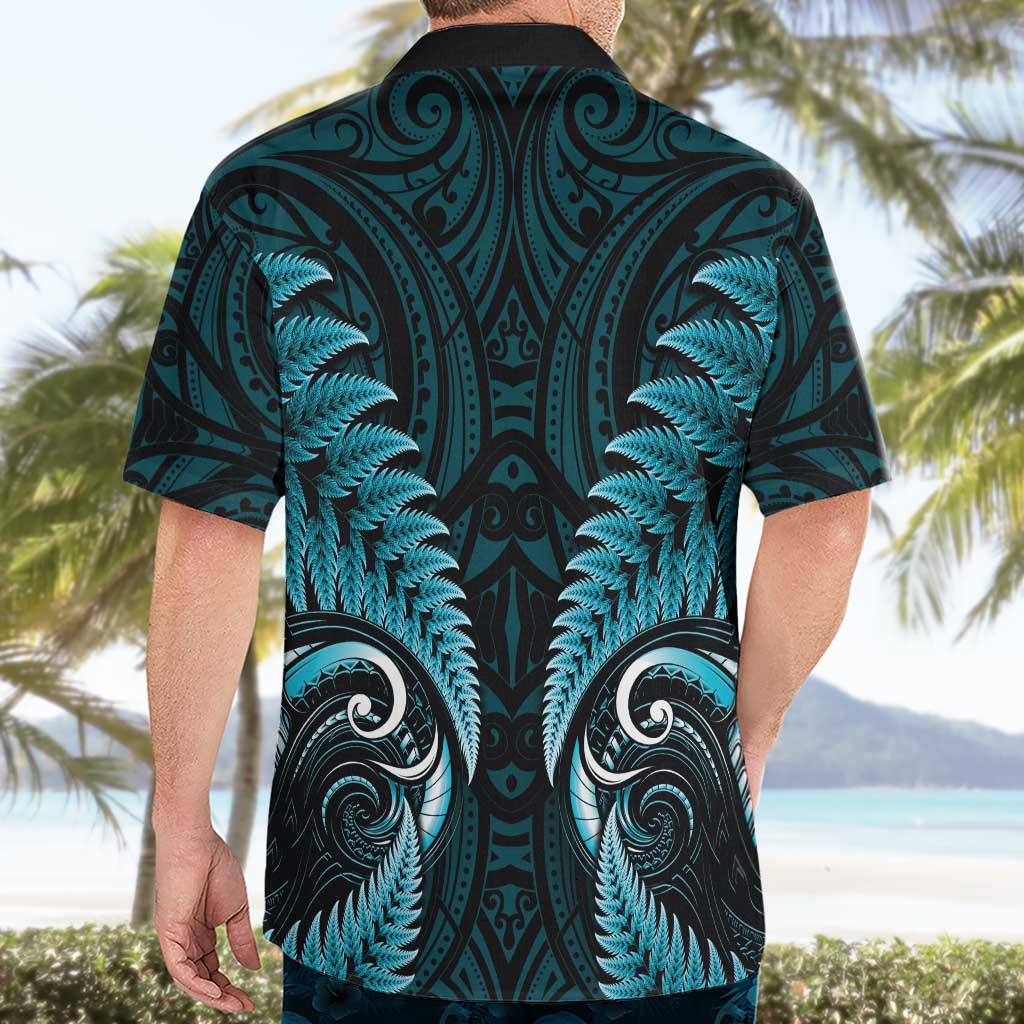 Aotearoa Pounamu Niho Hawaiian Shirt Silver Fern Mix Maori Pattern - Turquoise LT14 - Polynesian Pride