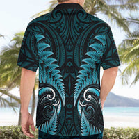 Aotearoa Pounamu Niho Hawaiian Shirt Silver Fern Mix Maori Pattern - Turquoise LT14 - Polynesian Pride