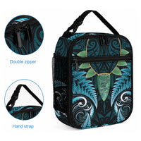 Aotearoa Pounamu Niho Lunch Bag Silver Fern Mix Maori Pattern - Turquoise LT14 - Polynesian Pride