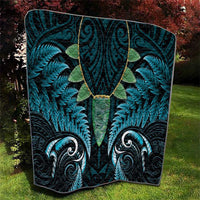 Aotearoa Pounamu Niho Quilt Silver Fern Mix Maori Pattern - Turquoise