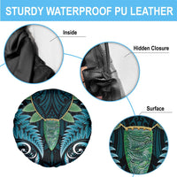 Aotearoa Pounamu Niho Spare Tire Cover Silver Fern Mix Maori Pattern - Turquoise LT14 - Polynesian Pride