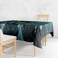 Aotearoa Pounamu Niho Tablecloth Silver Fern Mix Maori Pattern - Turquoise LT14 - Polynesian Pride