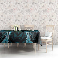 Aotearoa Pounamu Niho Tablecloth Silver Fern Mix Maori Pattern - Turquoise LT14 - Polynesian Pride