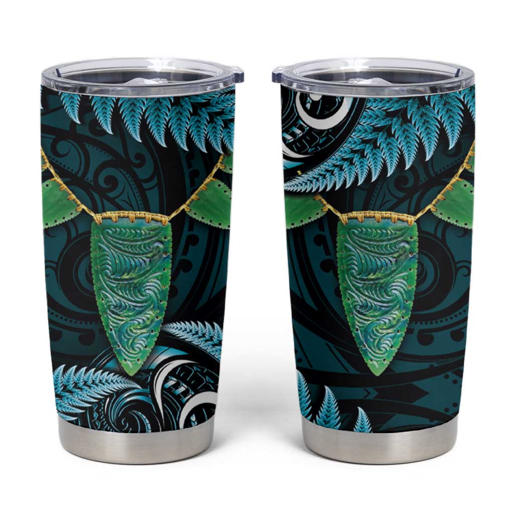 Aotearoa Pounamu Niho Tumbler Cup Silver Fern Mix Maori Pattern - Turquoise LT14 Turquoise - Polynesian Pride