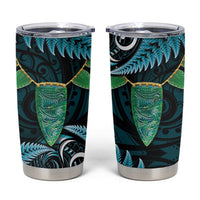 Aotearoa Pounamu Niho Tumbler Cup Silver Fern Mix Maori Pattern - Turquoise LT14 Turquoise - Polynesian Pride