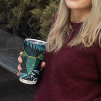 Aotearoa Pounamu Niho Tumbler Cup Silver Fern Mix Maori Pattern - Turquoise LT14 - Polynesian Pride